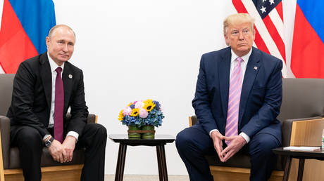 FILE PHOTO: Russian President Vladimir Putin and US President Donald Trump, Osaka, Japan, June 28, 2019.