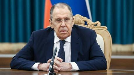 Russian Foreign Minister Sergey Lavrov at a press conference following talks in Wonsan, North Korea, July 12, 2025.