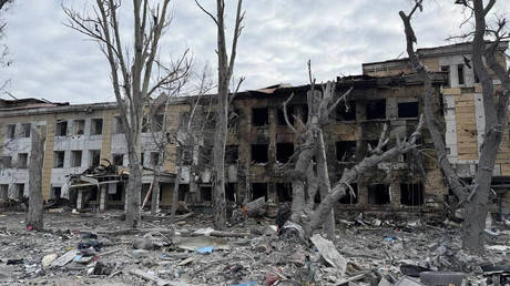 A view of the hospital in Donetsk People’s Republic struck by Ukrainian drones on March 10, 2026.