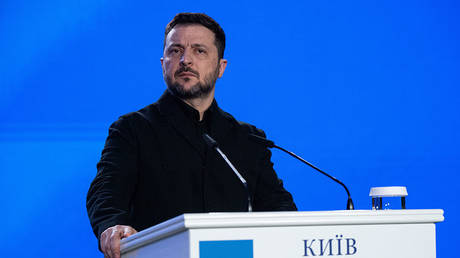 Vladimir Zelensky speaks to the press in Kiev, Ukraine, February 24, 2026