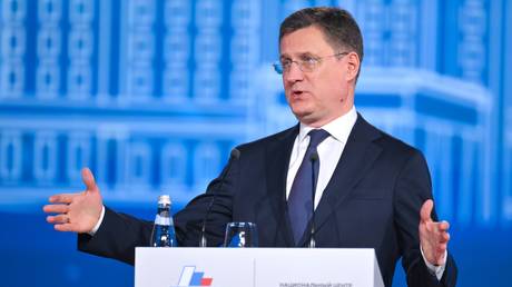 Deputy Prime Minister Aleksandr Novak speaks at the XXXV Congress of the Russian Union of Industrialists and Entrepreneurs in Moscow on March 26, 2026.