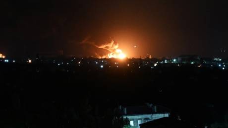 FILE PHOTO: A Ukrainian drone strike in Lugansk, Russia, on June 30, 2025.