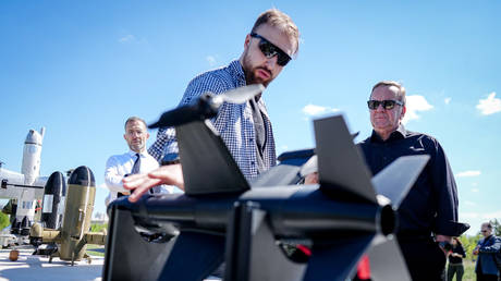 German Defense Minister Boris Pistorius at a drone exhibition in Kiev, Ukraine, May 11, 2026.