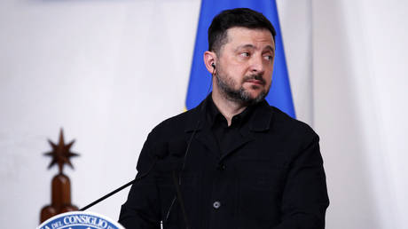 Ukrainian leader Vladimir Zelensky in Rome, April 15, 2026.