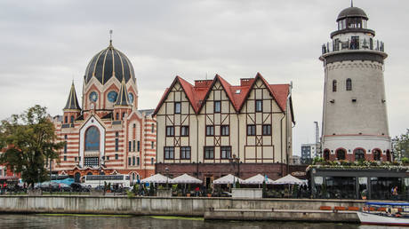 FILE PHOTO: The Fishing Village district in the Russian city of Kaliningrad.