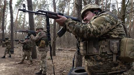 FILE PHOTO: Ukrainian recruits during training.