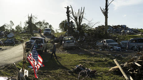 The aftermath of devastating tornadoes, London, Kentucky, May 17, 2025.