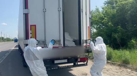A convoy carrying 1,212 bodies of the Ukrainian servicemen, June 7, 2025