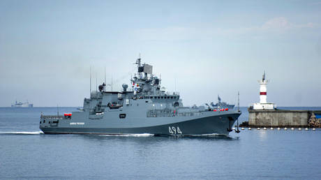 The Admiral Grigorovich frigate arrives at the port of Sevastopol