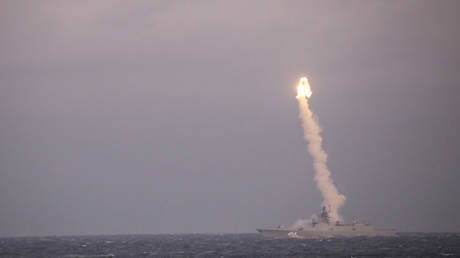 FILE PHOTO: A Russian Tsirkon missile test launch.
