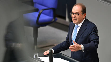 German Minister of the Interior Alexander Dobrindt speaks during a plenary session at the Bundestag in Berlin, Germany, July 10, 2026.