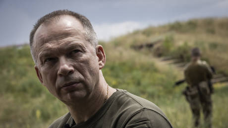 Aleksandr Syrsky, commander of the Ground Forces of the Armed Forces of Ukraine, during a military drill in Ukraine on June 21, 2023.