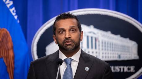 Director Kash Patel answers questions at a press conference announcing Tren de Aragua enforcement efforts at the Department of Justice in Washington, DC on July 1, 2026.