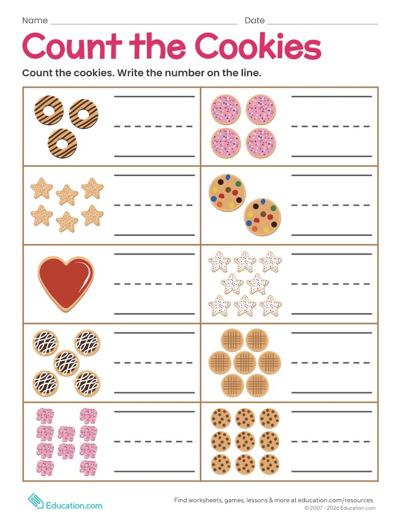 Count the cookies worksheet